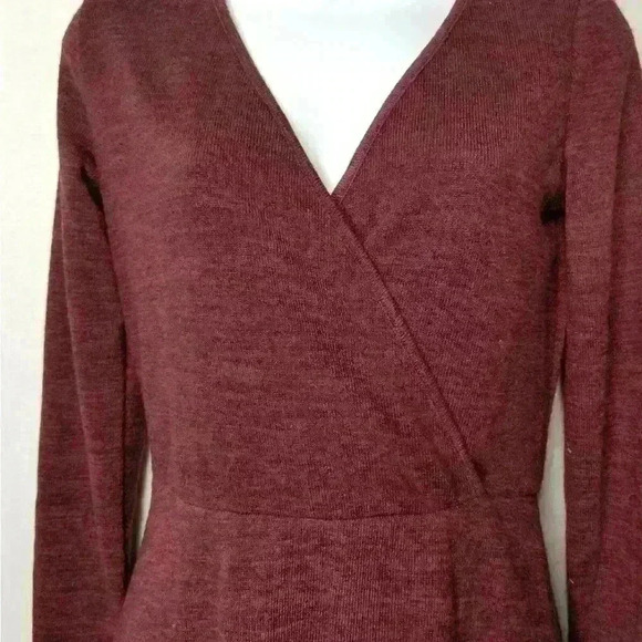 Candie's Faux Wrap Sweater Dress Small Burgundy - Picture 6 of 6